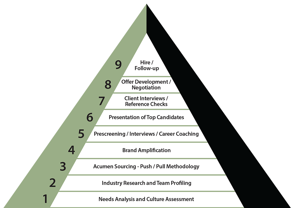 Acumen's 9 step methodology pyramid